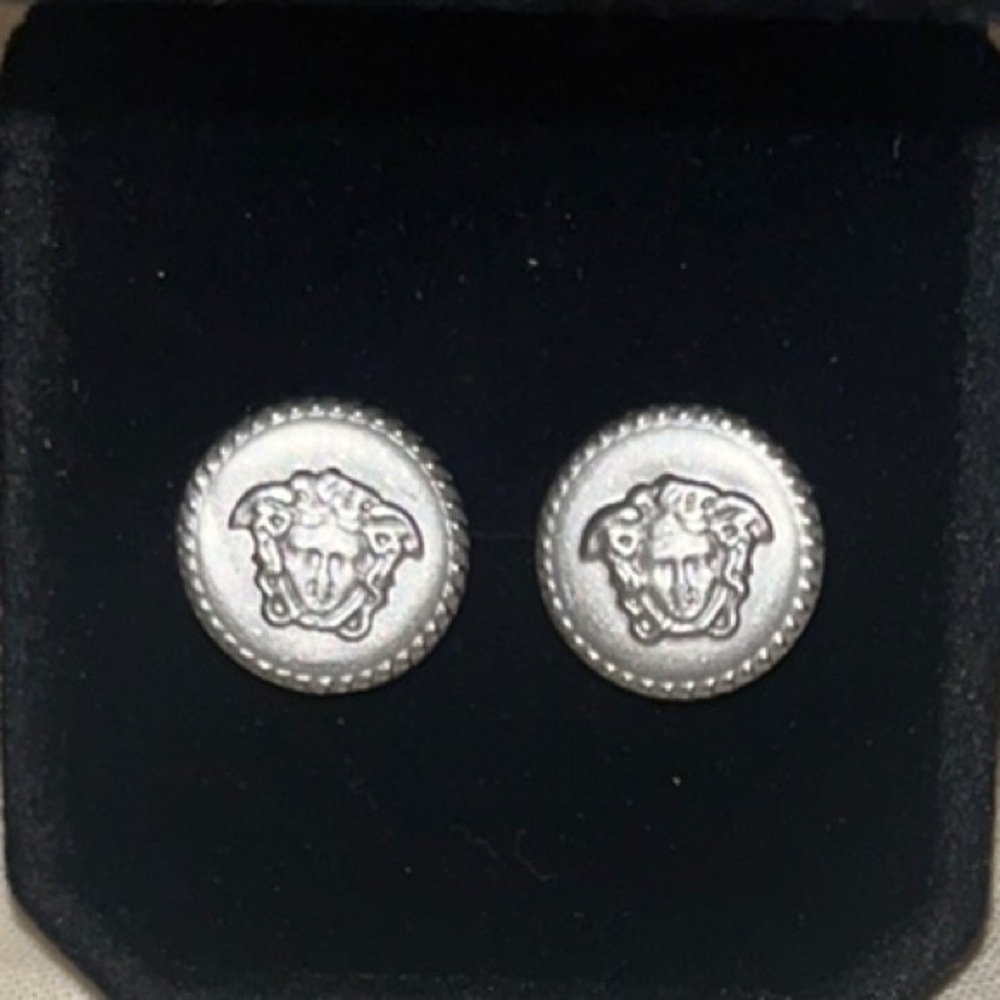 💝 Upcycled Versace Silver Medusa Stud Earrings💝